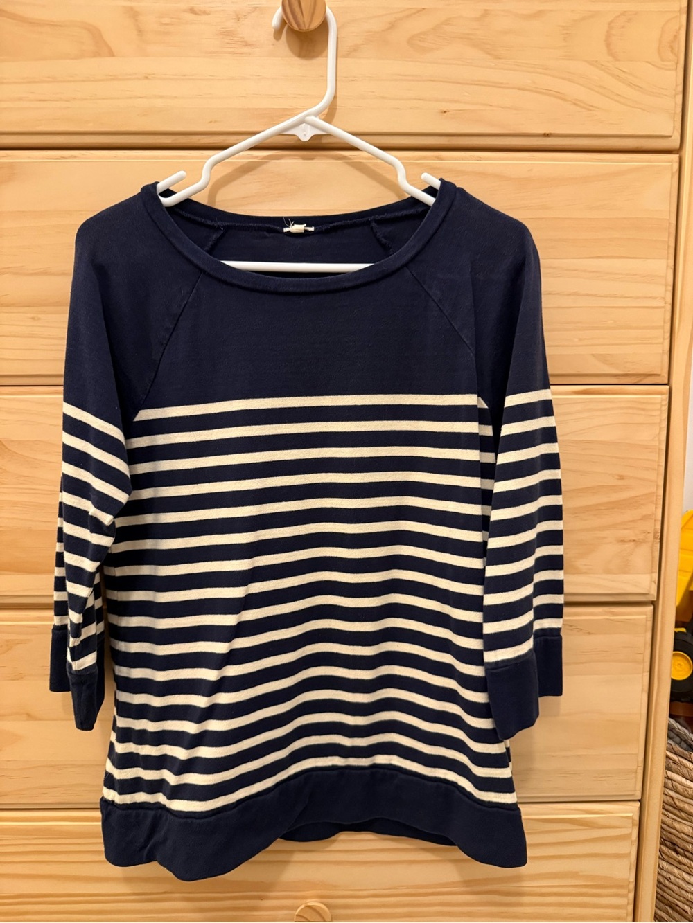 Striped J Crew Navy and White Boatneck Sweatshirt